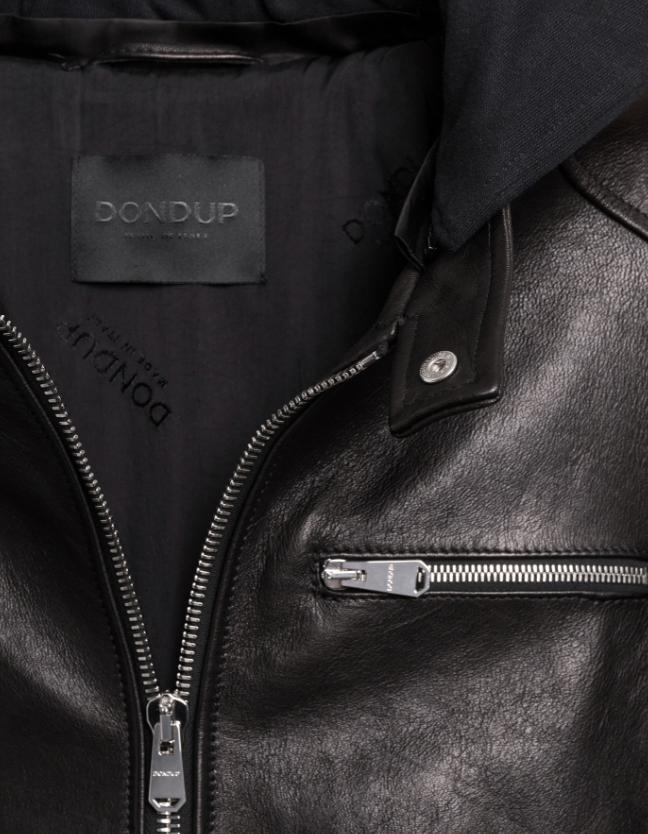 giacca biker in pelle UJ977PL0707UXXX 999 DONDUP 