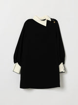 ELISABETTA FRANCHI abtio in crepe con dettagli camicia e ricamo Nero