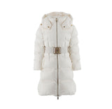 ELISABETTA FRANCHI giubbotto lungo in vela satin con cintura Bianco