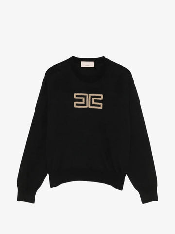 maglia con ricamo logo perline EFMA207 FL151 N000 ELISABETTA FRANCHI 