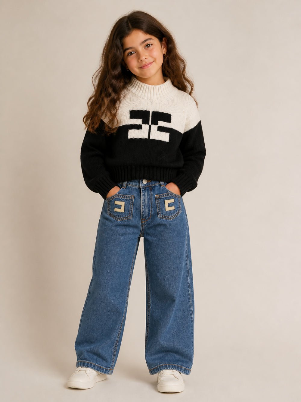 jeans in denim con logo EFPA325 DF011 4039 ELISABETTA FRANCHI 