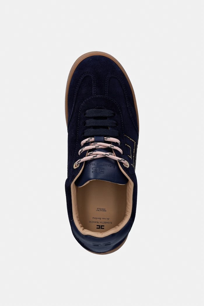 sneakers scamosciata con logo F4A9 E0665 BLU NOTTE ELISABETTA FRANCHI 