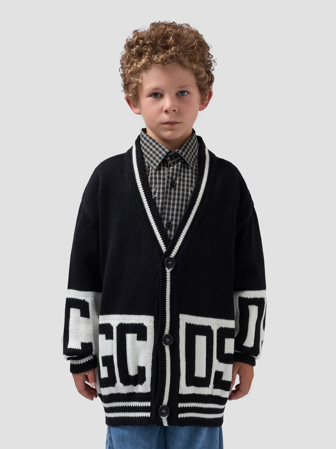 cardigan over con banda logata C2BJQF590K347 999A GCDS 