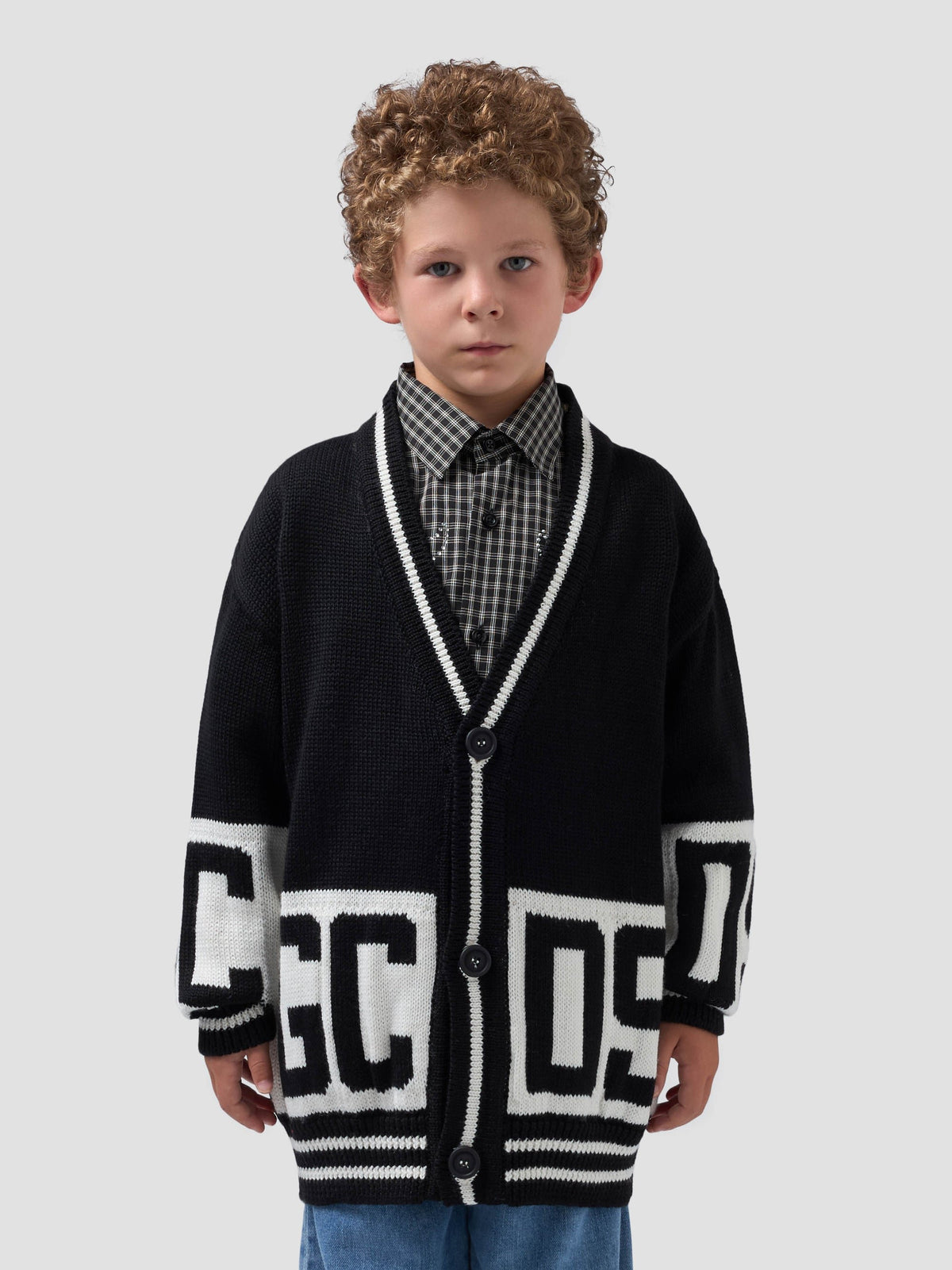 cardigan over con banda logata C2BJQF590K347 999A GCDS 