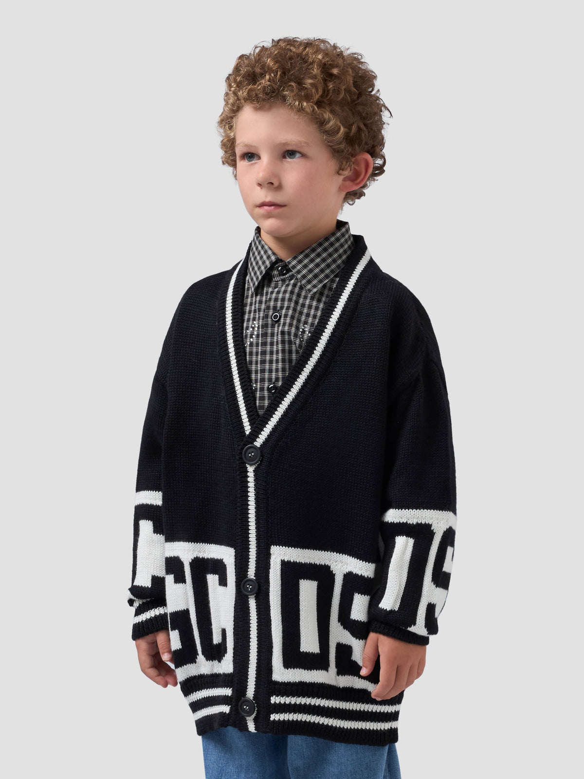 cardigan over con banda logata C2BJQF590K347 999A GCDS 