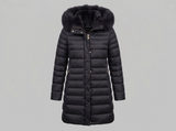 HETREGO parka lungo con pelliccia di volpe Nero