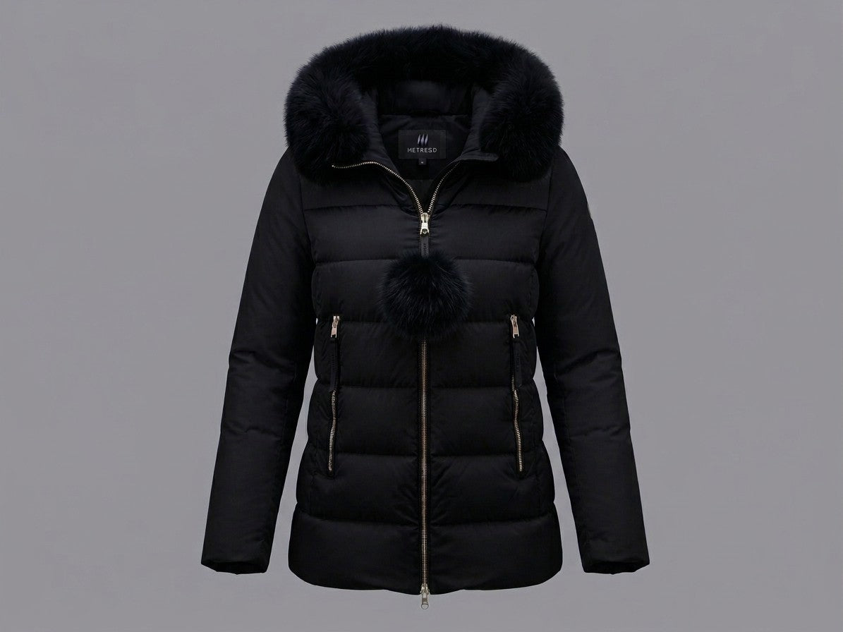 giubbino con pelliccia e pompon 8R688F LVA HETREGO 