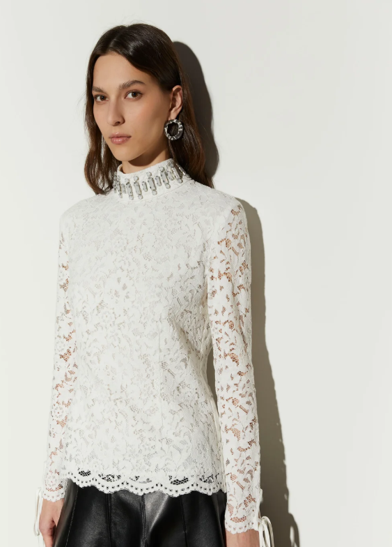 camicetta in pizzo IS26FW-C104-T020 110 EGRET ISABELLE BLANCHE PARIS 