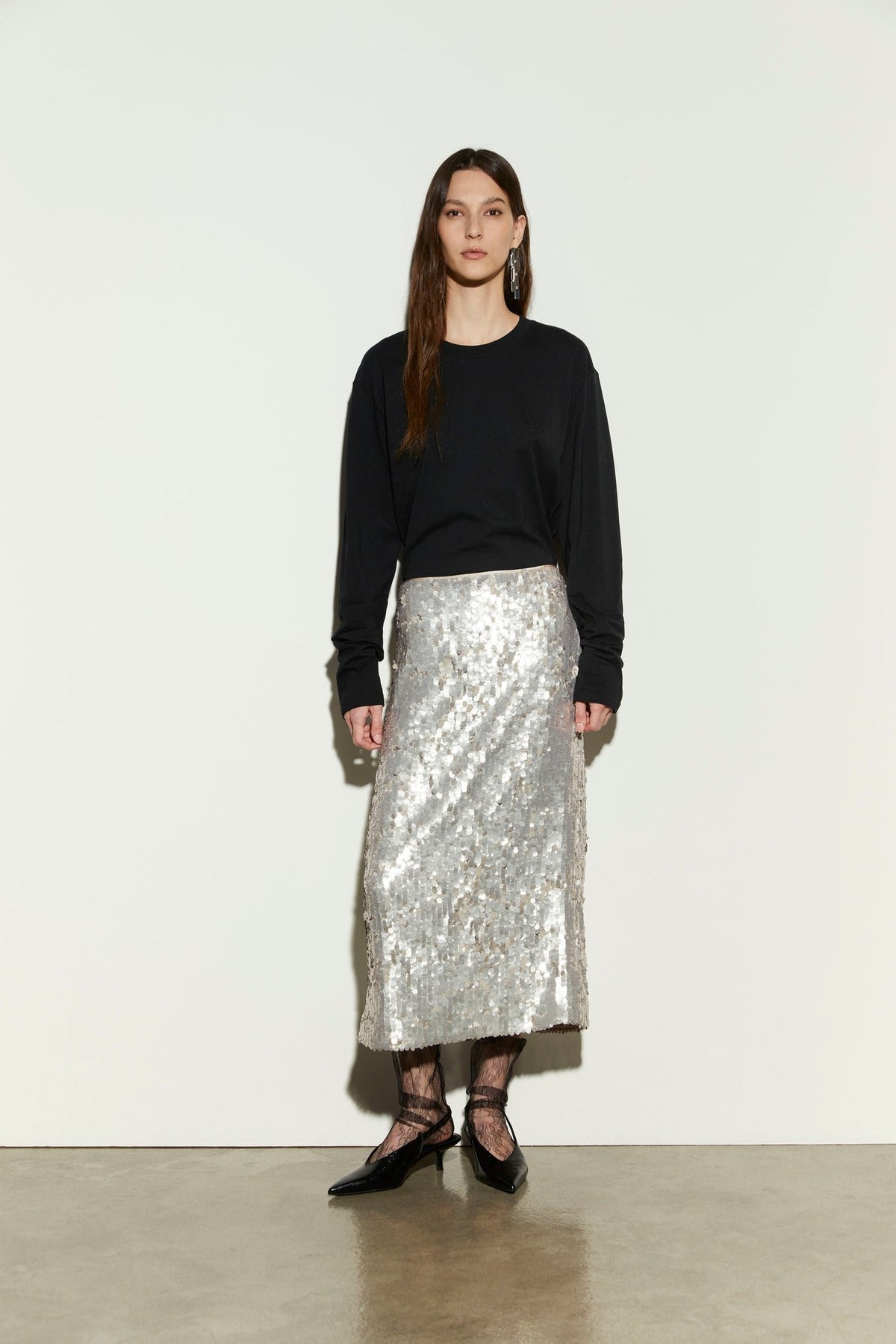 gonna midi con pailettes IS26FW-G051-T013 375 OATMEAL ISABELLE BLANCHE PARIS 