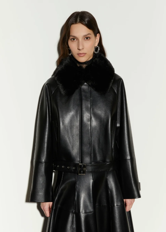 giubbino in similpelle con cintura IS26FW-J056-T008 900 BLACK ISABELLE BLANCHE PARIS 