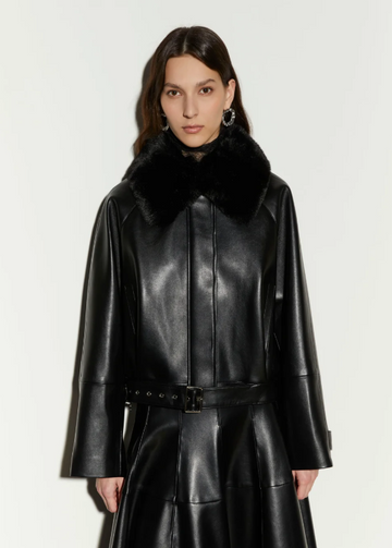 giubbino in similpelle con cintura IS26FW-J056-T008 900 BLACK ISABELLE BLANCHE PARIS 