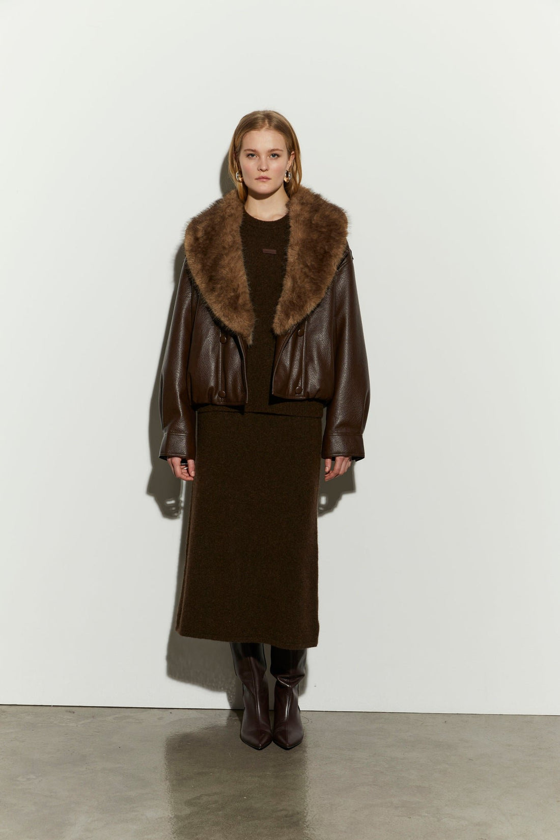 giacca in similpelle con pelliccia sintetica IS26FW-J258-T026 357 COFFEE BEAN ISABELLE BLANCHE PARIS 