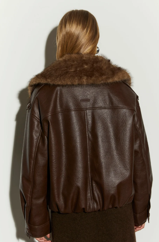 giacca in similpelle con pelliccia sintetica IS26FW-J258-T026 357 COFFEE BEAN ISABELLE BLANCHE PARIS 