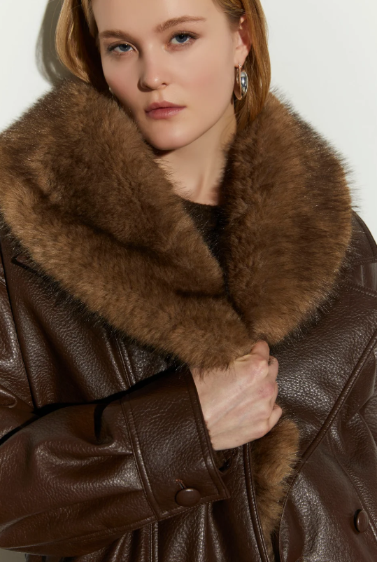 giacca in similpelle con pelliccia sintetica IS26FW-J258-T026 357 COFFEE BEAN ISABELLE BLANCHE PARIS 