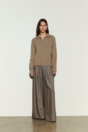 polo in maglia IS26FW-M021-F006 375 OATMEAL ISABELLE BLANCHE PARIS 