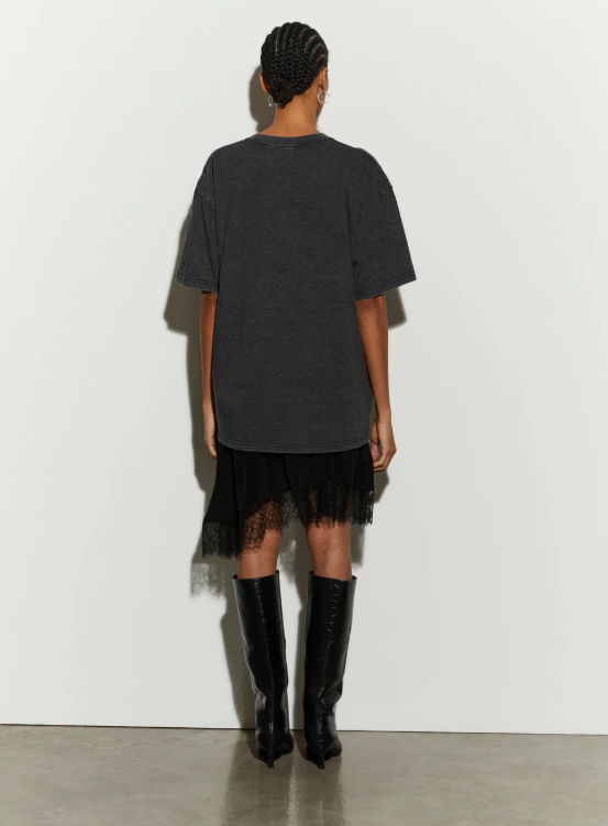 t-shirt in raso e pizzo IS26FW-T032-T032 912 ANTHRACITE DELAVE ISABELLE BLANCHE PARIS 