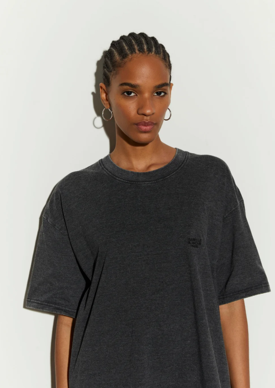 t-shirt in raso e pizzo IS26FW-T032-T032 912 ANTHRACITE DELAVE ISABELLE BLANCHE PARIS 