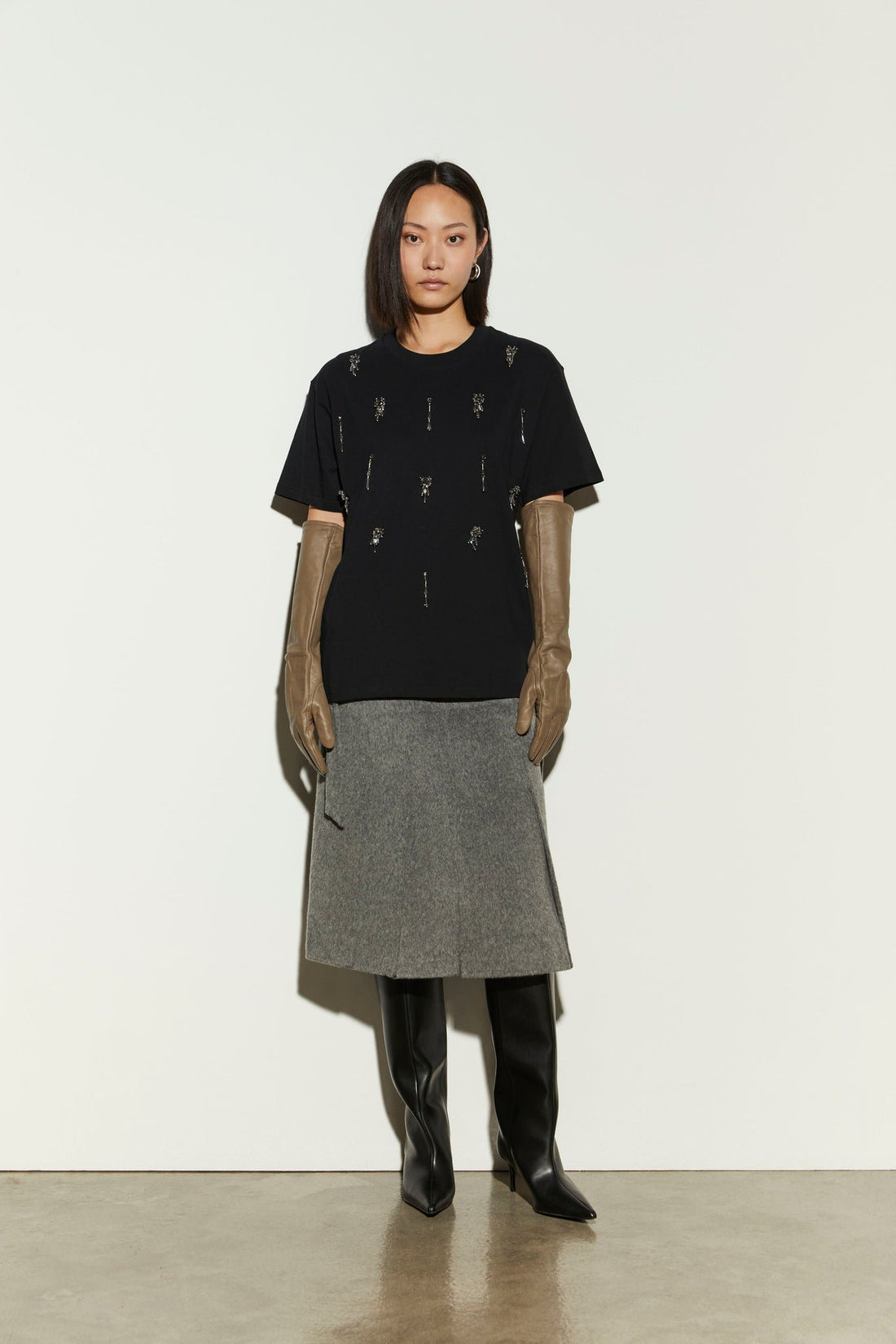 t-shirt con strass IS26FW-T211-T031 900 BLACK ISABELLE BLANCHE PARIS 