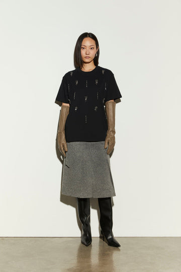 t-shirt con strass IS26FW-T211-T031 900 BLACK ISABELLE BLANCHE PARIS 