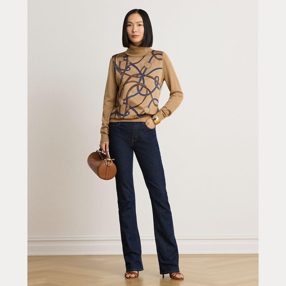 maglione collo alto con cintura 200-B27532 001 LAUREN RALPH LAUREN 