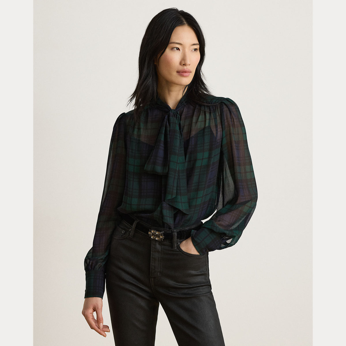 blusa in georgette con lacci 200-B27683 001 LAUREN RALPH LAUREN 