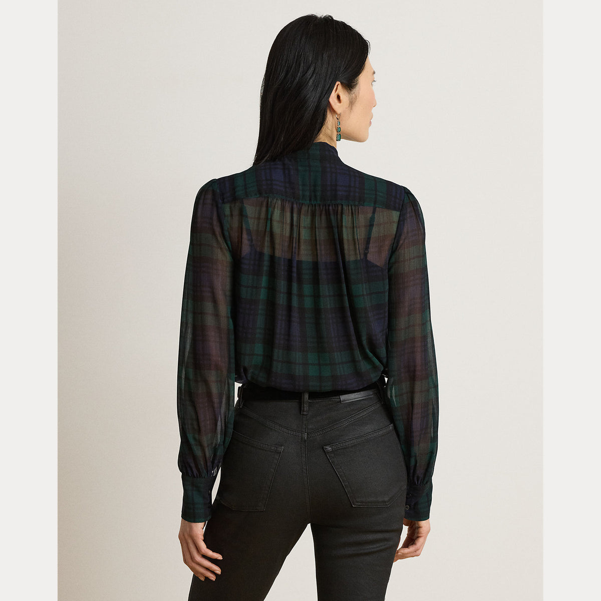 blusa in georgette con lacci 200-B27683 001 LAUREN RALPH LAUREN 