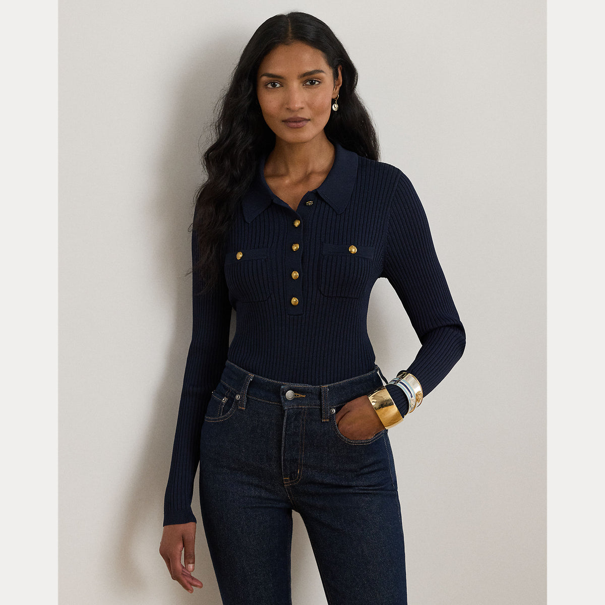maglione polo a costine 200-P03459 001 LAUREN RALPH LAUREN 
