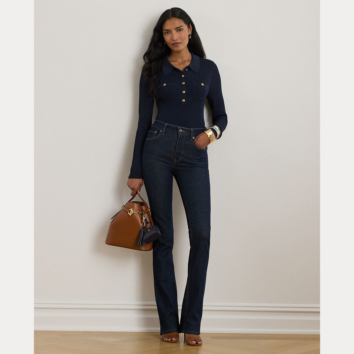 maglione polo a costine 200-P03459 001 LAUREN RALPH LAUREN 