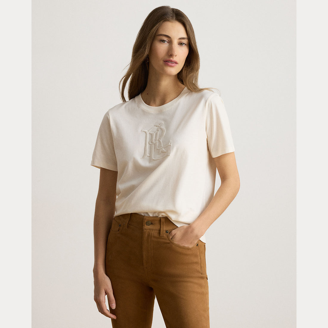 t-shirt con logo ricamato 200-P13915 500 LAUREN RALPH LAUREN 