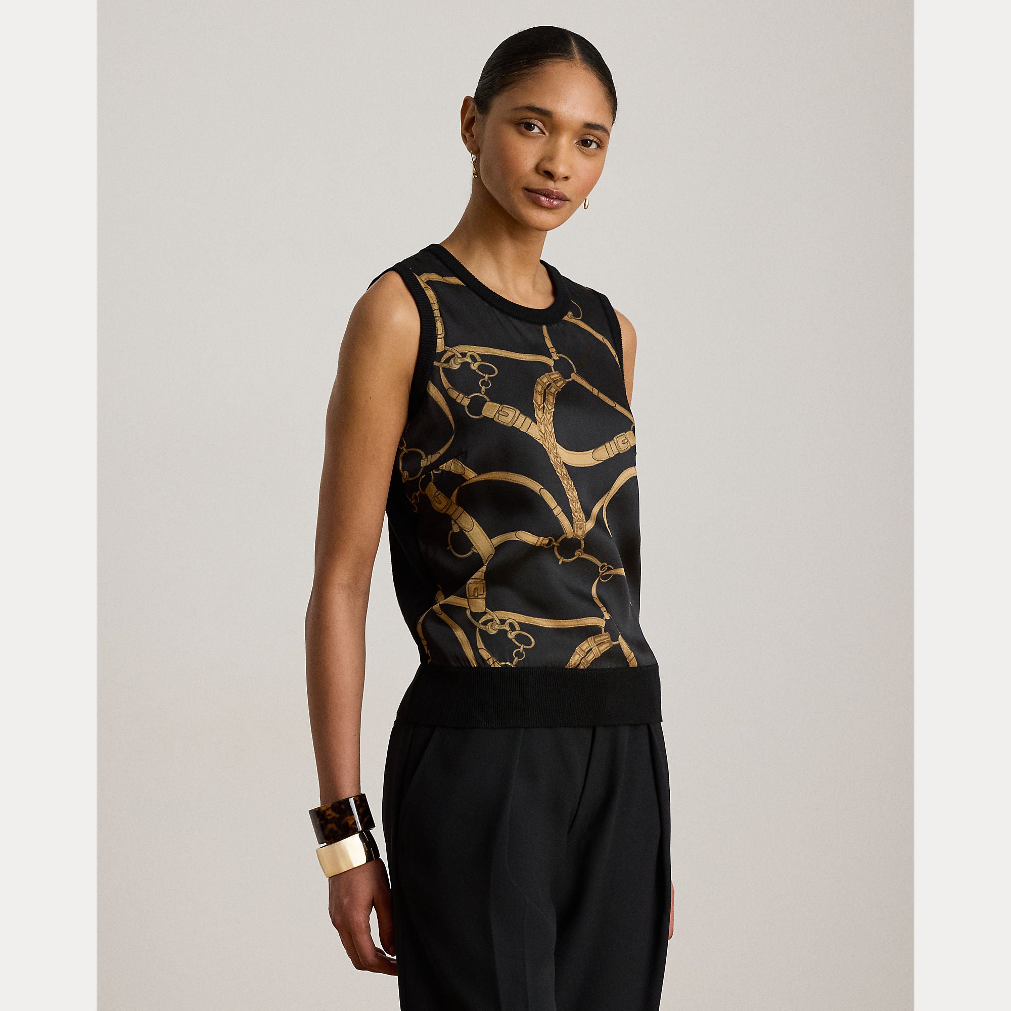 maglione smanicato con stampa 200-P13976 001 LAUREN RALPH LAUREN 