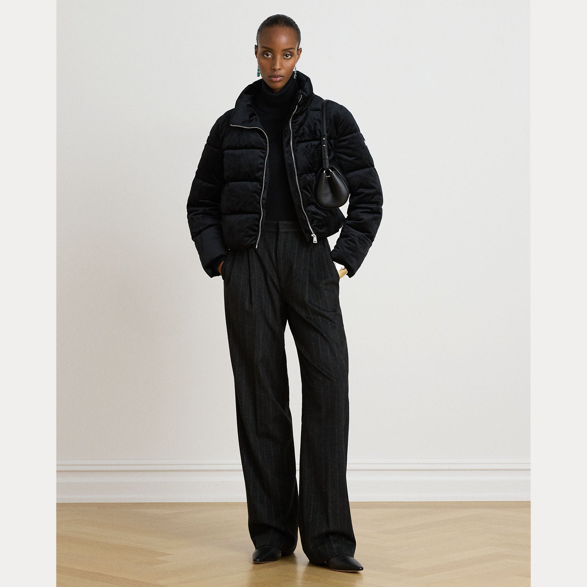 giubbino a collo alto in velluto 297-P23453 001 LAUREN RALPH LAUREN 