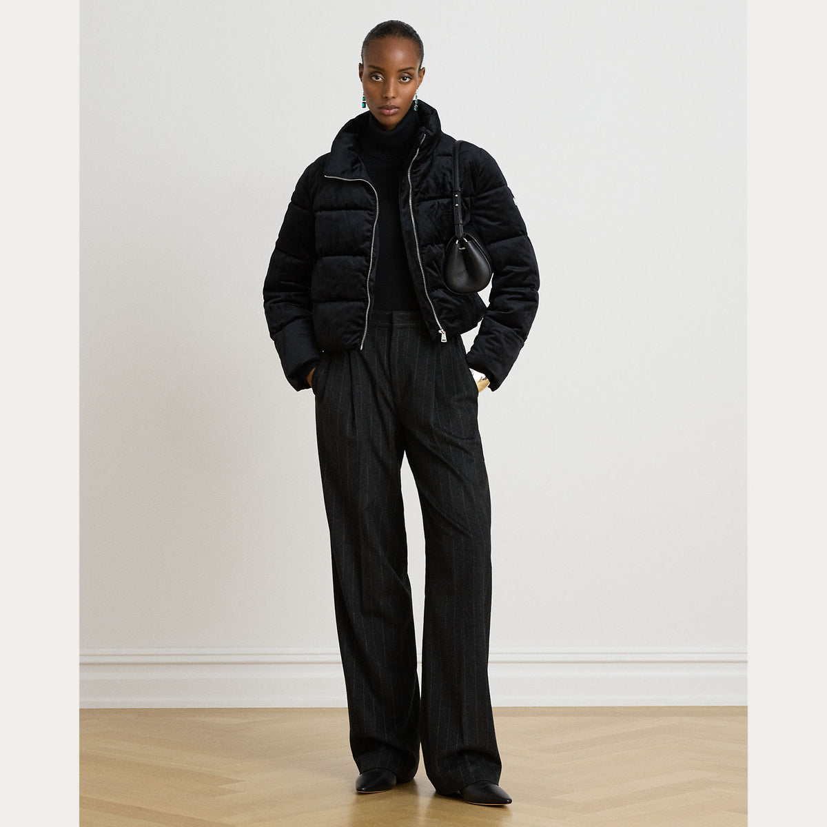 giubbino a collo alto in velluto 297-P23453 001 LAUREN RALPH LAUREN 