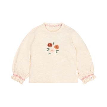 T-SHIRT MANICA LUNGA RICAMO CL2609100 VANILLA LITTLE DUTCH 