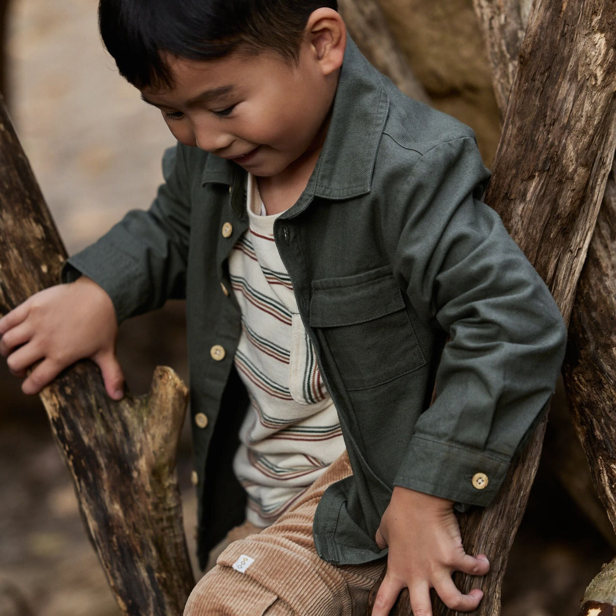 CAMICIA CON STAMPA SAFARI DIETRO CL2609160 DEEP OLIVE LITTLE DUTCH 