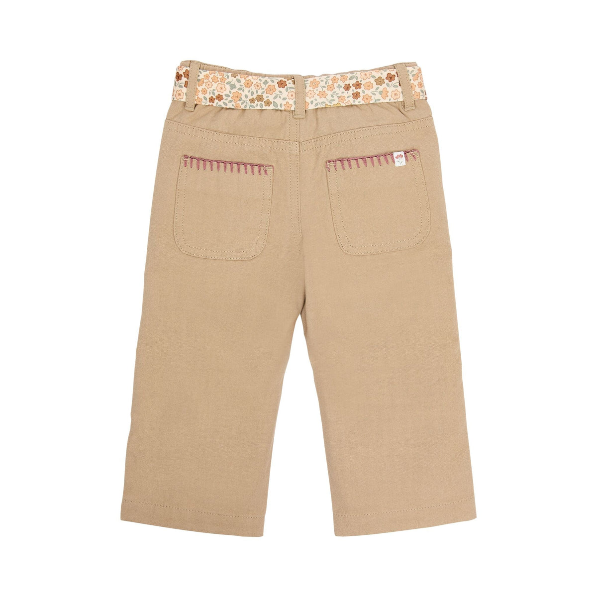 PANTALONE CON CINTURA A FIORI CL2609301 TAUPE LITTLE DUTCH 