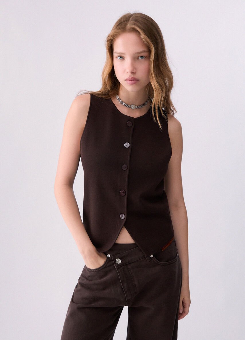 gilet in maglia con dettaglio in pizzo CF6006MS55N X0807 LIU JO BLACK 