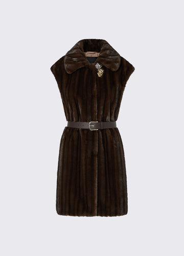 gilet lunog in pelliccia sintetica CF6017ES046 01629 LIU JO BLACK 