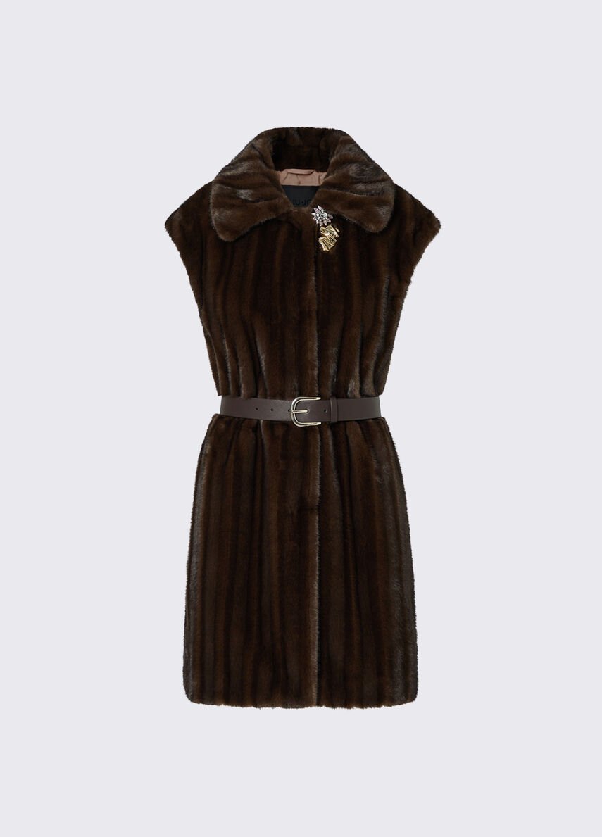 gilet lunog in pelliccia sintetica CF6017ES046 01629 LIU JO BLACK 