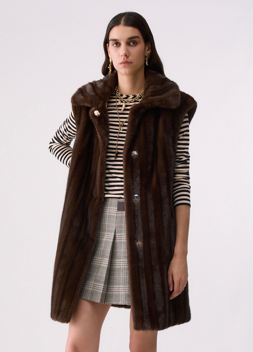 gilet lunog in pelliccia sintetica CF6017ES046 01629 LIU JO BLACK 