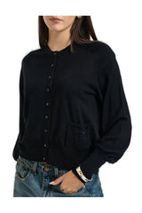 LIU JO BLACK cardigan con bottoni e accessorio Nero