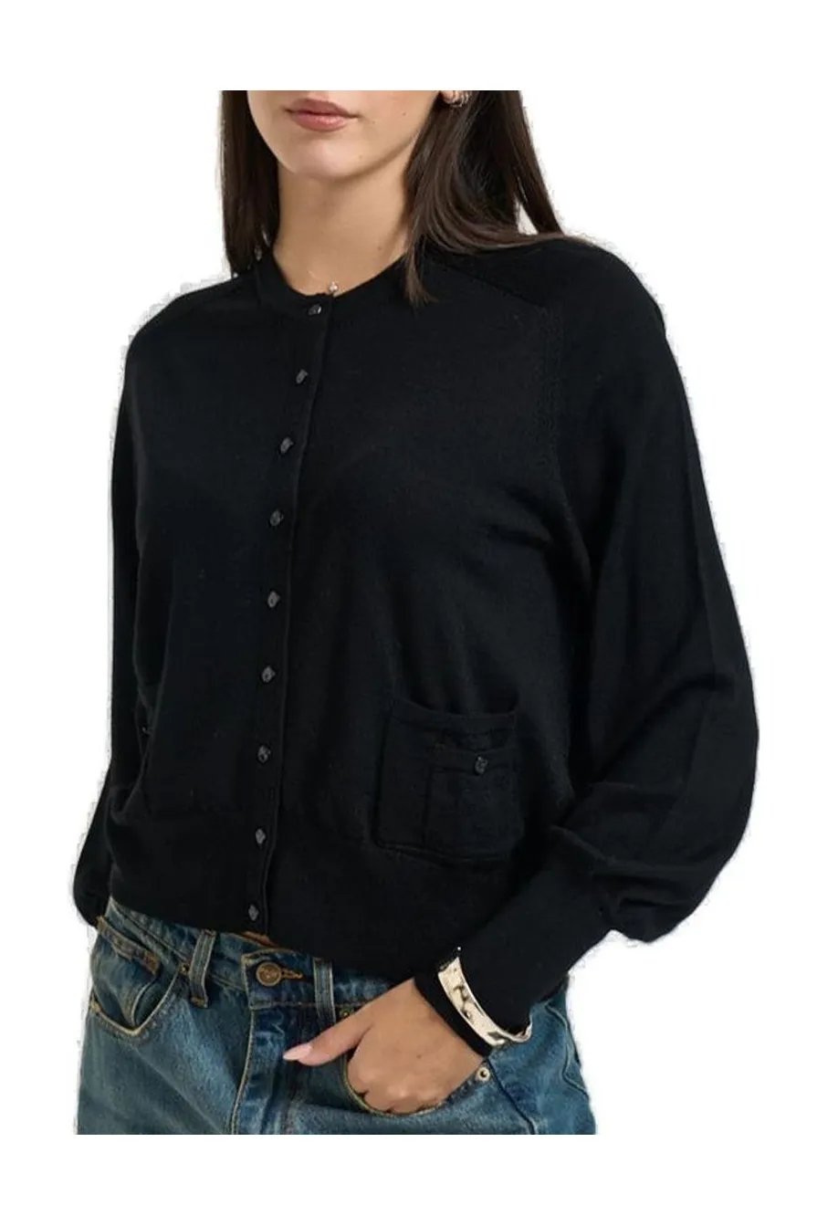 cardigan con bottoni e accessorio CF6059MA82O 22222 LIU JO BLACK 