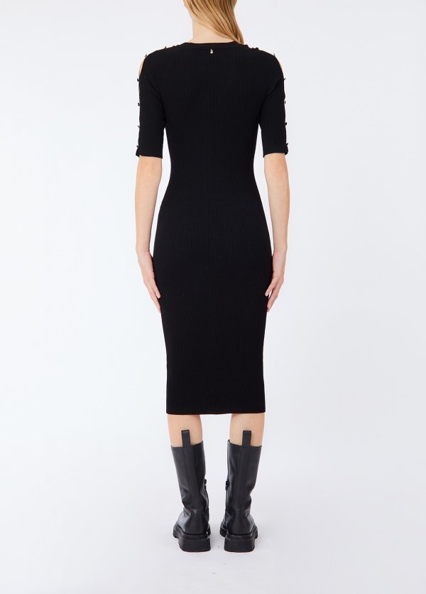 abito lungo in maglia CF6101MS99E 22222 LIU JO BLACK 