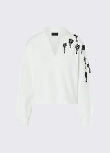 LIU JO BLACK maglia con ricami gioiello Bianco