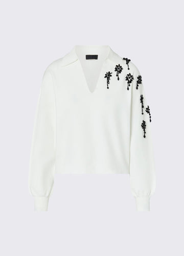 maglia con ricami gioiello CF6161MS99E D3110 LIU JO BLACK 
