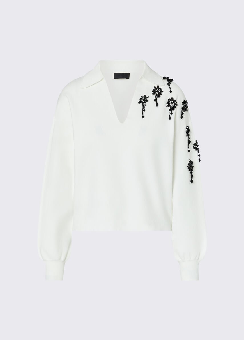 maglia con ricami gioiello CF6161MS99E D3110 LIU JO BLACK 