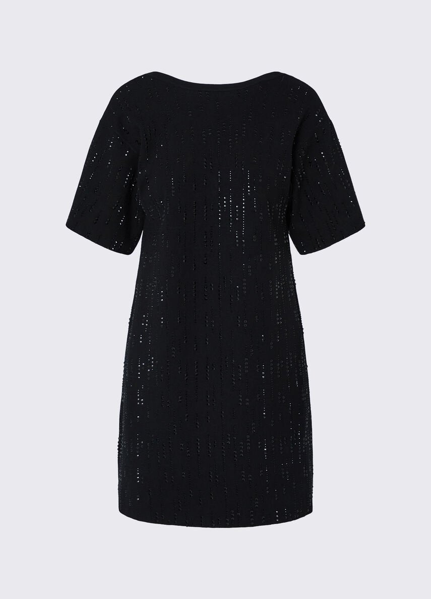 abito in maglia con strass CF6162MS99E L9605 LIU JO BLACK 