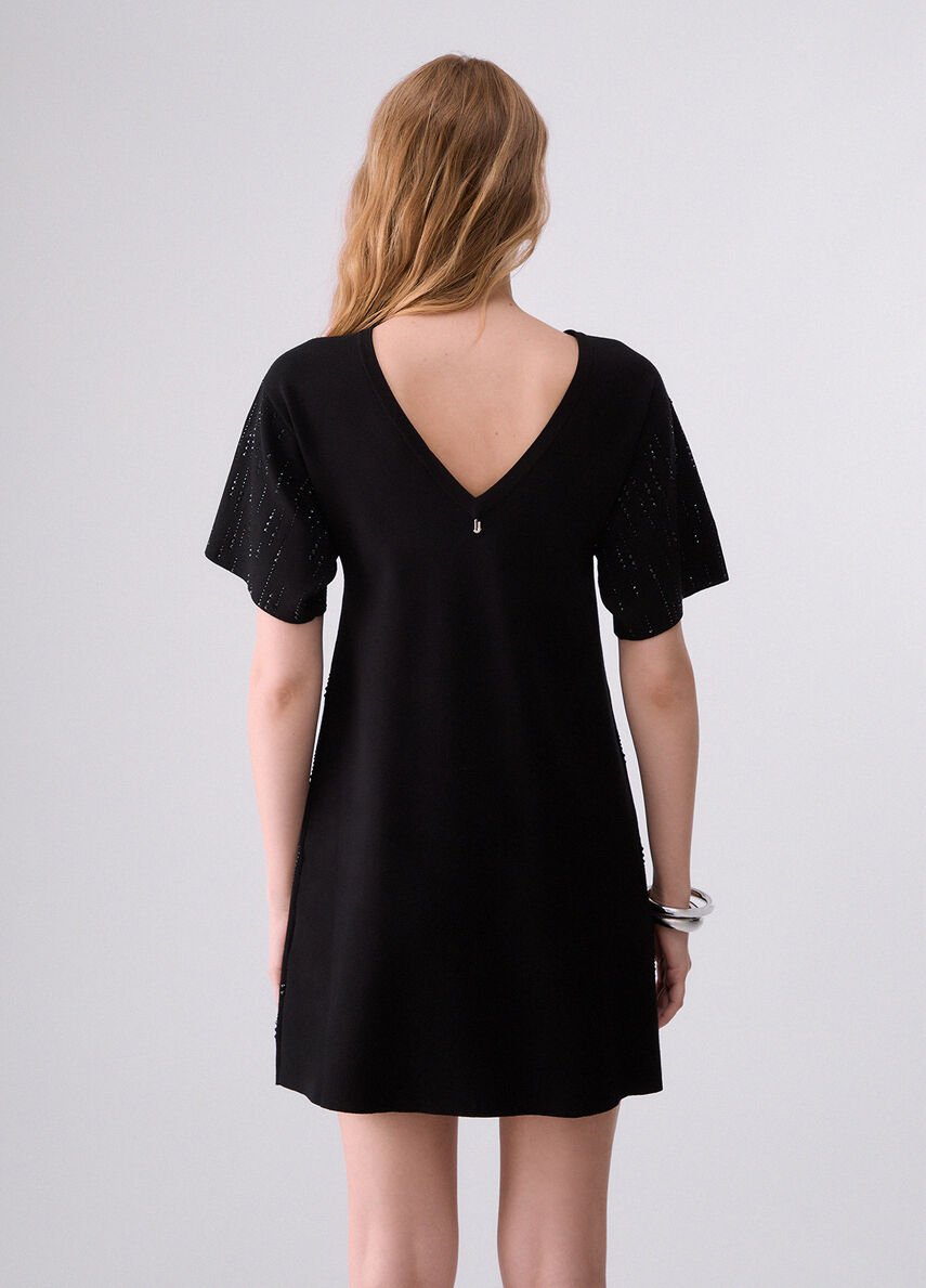 abito in maglia con strass CF6162MS99E L9605 LIU JO BLACK 