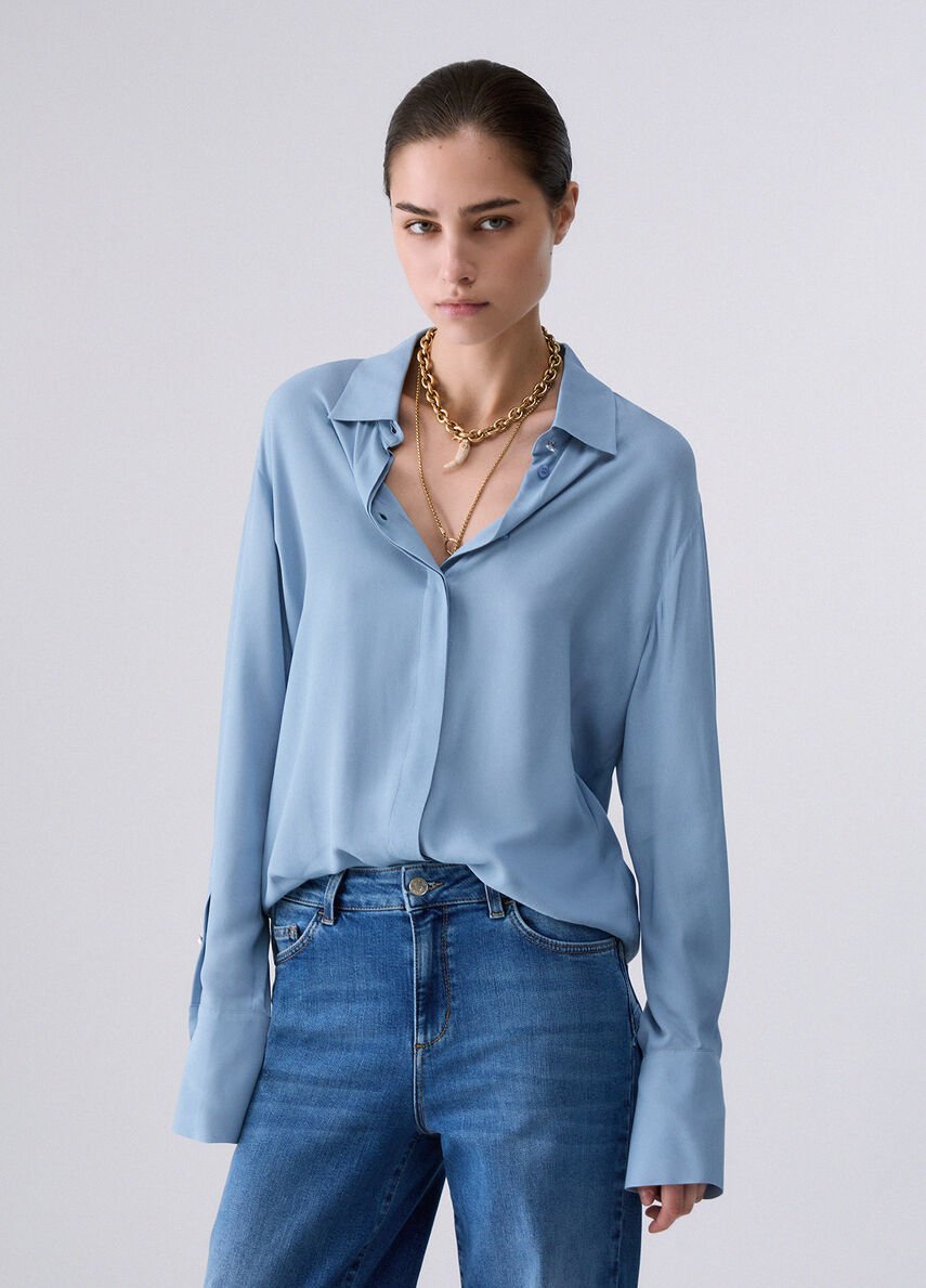 camicia in crepe de chine CF6207T2578 X0805 LIU JO BLACK 