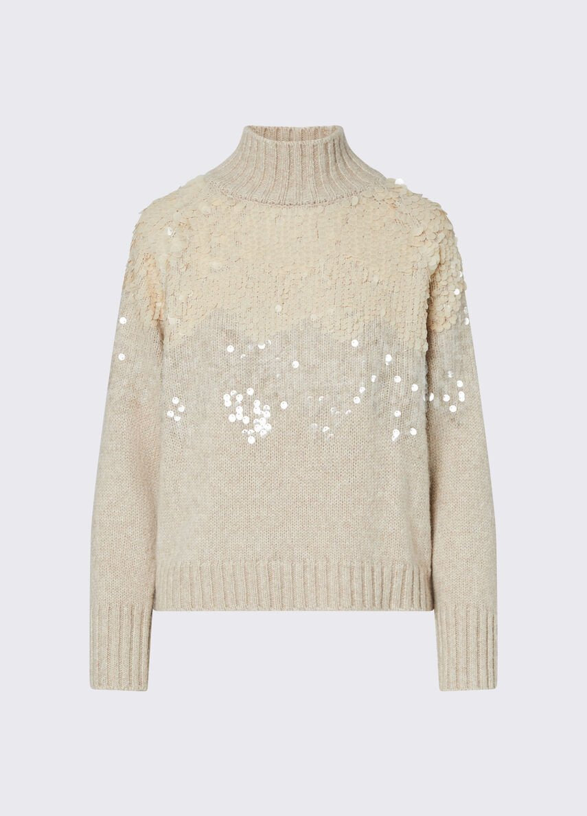 maglione in lana con pailettes CF6258MA63S X0814 LIU JO BLACK 