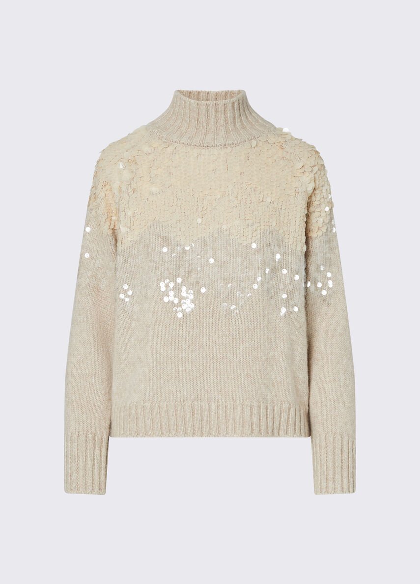 maglione in lana con pailettes CF6258MA63S X0814 LIU JO BLACK 